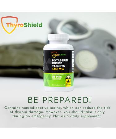 ThyroShield Potassium Iodide Tablets - 130mg Dose | Thyroid Support & Emergency Survival Supplement | USA Made KI Pills (120 Count) - Buy Online on GoSupps.com
