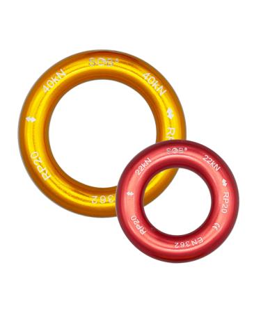 SOB Aluminum Rappel Ring Climbing Ring 40KN/22KN Pack of 2 for Rock Climbing Arborist Rescue Connection Point