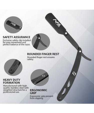 NAAX Professional Barber Straight Edge Razor - Premium Quality Safety Razor for Close Shaving - Men's Manual Shaver in Black - Buy Online on GoSupps.com