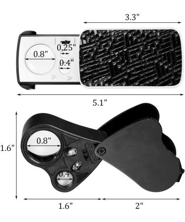 2 Piece Jewelers Loupe Set 30X 60X 90X with LED Light and UV Black Light - Magnifying Glass for Jewelry, Diamond, Gem, Coin, Stamp, Rock - Black - Buy Online on GoSupps.com