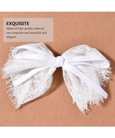 Minkissy Big Bow Hair Barrette Lace Bowknot Hair Clips Ribbon Bow Clips Decorative Hair Accessories for Women Girls Teens (White) - Buy Online on GoSupps.com