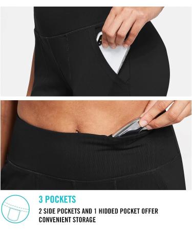 Baleaf Women's Bermuda Long Shorts - Black, Large | High Waisted Athletic Shorts for Casual Summer Running - Quick Dry & Knee-Length - Buy Online on GoSupps.com