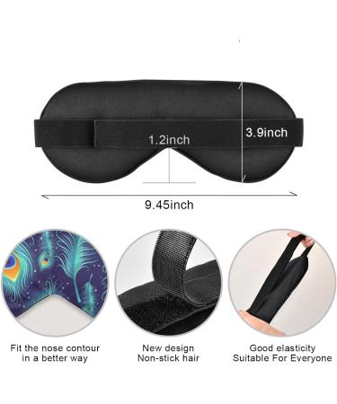 Adjustable Light Blocking Eye Mask for Deep Sleep - Haskirky Adult Men and Women Travel, Yoga, Meditation - Peacock Feather Design - Buy Online on GoSupps.com