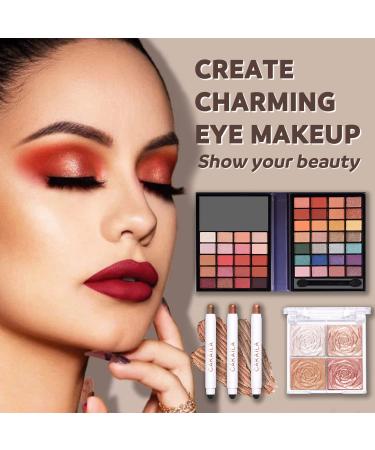 3-in-1 Eyeshadow Set: Eyeshadow Stick, 48-Color Palette, and 4-Color Highlighter Palette | Blendable Makeup Gift for Women - Buy Online on GoSupps.com