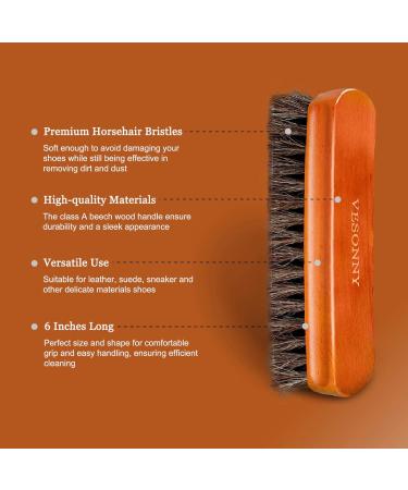 VESONNY 2Pcs Horsehair Shoe Brush Set for Leather Suede Sneakers - Brown - Buy Online on GoSupps.com