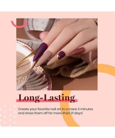 Beetles Dark Burgundy Plum Gel Nail Polish Set - 4 Colors Glitter Metallic Beige White Kit for Gel Manicure at Home - Buy Online on GoSupps.com