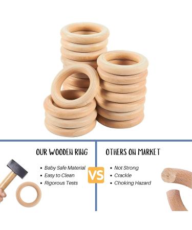Organic Wooden & Silicone Baby Teething Toy Rings - Khaki (3+ Months) - Buy Online on GoSupps.com