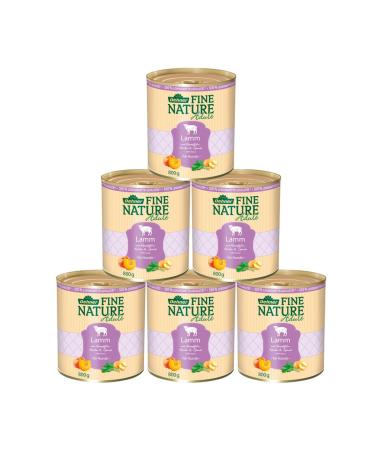 Dehner Fine Nature Dog food wet food grain -free / sugar -free for adult dogs lamb / potato 6 x 800 g can (4.8 kg) adult lamb lamb 800 g (6 Pack)