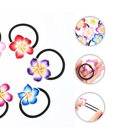 Lurrose 12pcs Hawaiian Plumeria Flower Hair Ties | Elastic Hair Bands for Women Girls | Soft Ceramic Hair Ropes | Ponytail Holders - Buy Online on GoSupps.com
