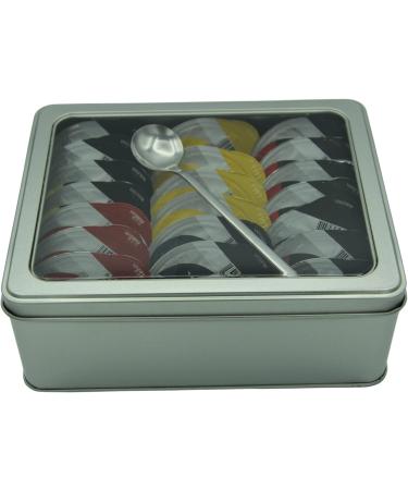 Tassimo Coffee Hamper with 24 Mixed Flavour Pods - Bundle with TinTastic Silver Window Lid Refillable Tin and Spoon - Buy Online on GoSupps.com