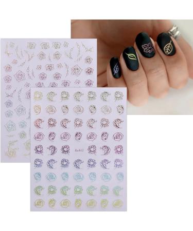 JMEOWIO 12 Sheets Flower Nail Art Stickers Decals Self-Adhesive Spring Summer Floral Colorful Nail Supplies Nail Art Design Decoration Accessories - Buy Online on GoSupps.com