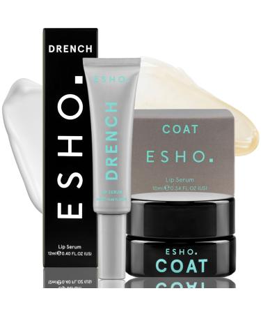 ESHO. Hydration Bundle - Drench & Coat - Lasting Hydration Lightweight Formula Natural Looking Instant Relief and Long-Lasting Protection for Plump and Youthful Lips