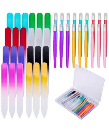 BQTQ 42 Pieces Glass Nail Files Rubber Nail Cuticle Pusher Set Fingernail Files Nail Care Manicure Set for Natural Nail Tools