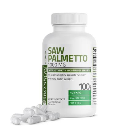 Bronson Saw Palmetto 1000 MG per Serving Extra Strength Supports Healthy Prostate Function & Urinary Health Support - Non GMO, 100 Vegetarian Capsules 100 Count (Pack of 1) - Buy Online on GoSupps.com