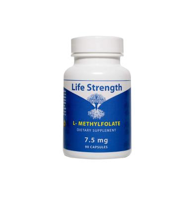 Life Strength L-Methylfolate 7.5 MG, Optimized & Highly Bioactive Methyl Folate, 5-MTHF Supplement for Mood and Immune Support, Natural Diet Supplement for Energy, Non-GMO & Gluten-Free, 90 Capsules