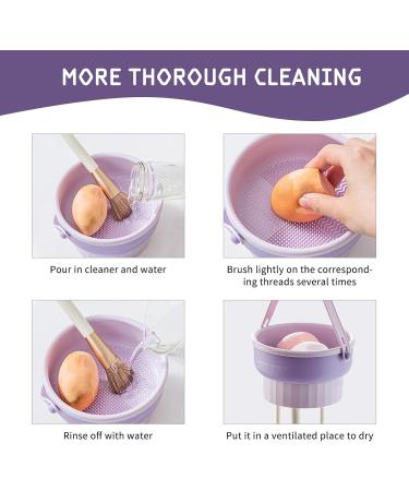 Makeup Brush Cleaning Mat 3-in-1 Silicone Makeup Brush Holder Cleaning Drying and Storage Tool for Makeup Brushes and Beauty Eggs Portable and Collapsible Brush Cleaning Tool(Purple) - Buy Online on GoSupps.com