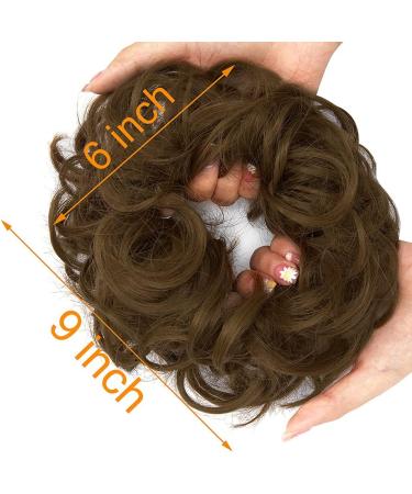 OMGREAT 2PCS Thick Updo Messy Hair Buns Curly Wavy Ponytail Extensions - Ginger Brown Mix Bleach Blonde - Buy Online on GoSupps.com