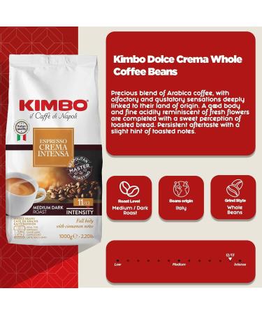 Italian Gourmet Caf en Grains Kimbo Espresso Crema Intensa Torr faction Medium Dark Intensit 11/13 Corps Plein Notes de Cannelle Id al Espresso/Cappuccino 6 x 1 kg + Italian Gourmet Polpa - Buy Online on GoSupps.com