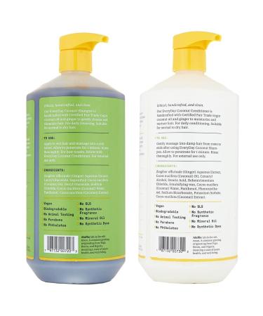 Alaffia EveryDay Coconut Shampoo & Conditioner 32 Fl Oz - Nourishing for Normal to Dry Hair Ginger & Coconut Oil Fair Trade - Buy Online on GoSupps.com