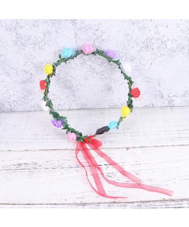Lurrose Light Up Hair Wreath Floral Headband Flower Crown Garland LED Changing Lights Halloween Hair Accessory for Festival Party - Buy Online on GoSupps.com