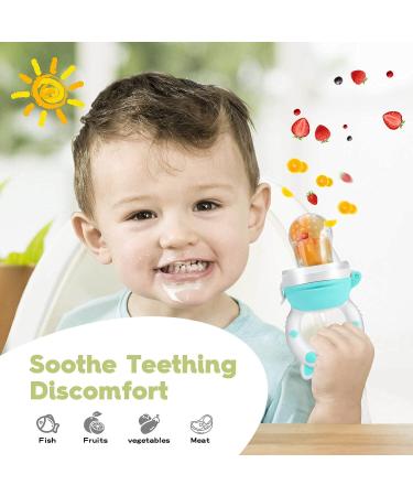 Baby Fruit Food Feeder Pacifier - Fresh Teething Teether Toy for 3-24 Months | 6 Pcs Silicone Pouches | Piggy Handle 2-Pack (Pink) - Buy Online on GoSupps.com