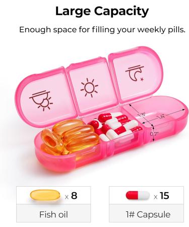 Weekly Pill Organizer - 3 Times A Day 7 Day Pill Box with 180 Wide Open Design - Easy to Fill & Retrieve | Double Protection Case for Vitamins Fish Oil Supplements - Buy Online on GoSupps.com