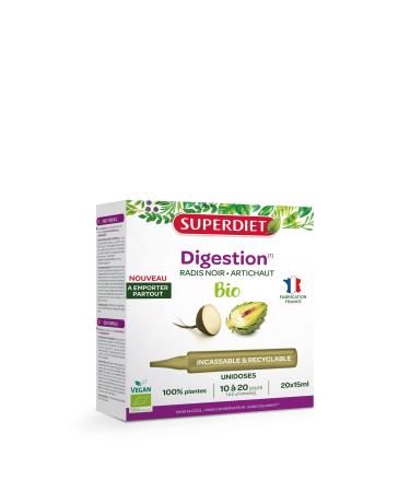 SUPERDIET - BLACK RADISH ORGANIC ARTICHOKE - Easy digestion & natural transit - Portable format - 20 units of 15 ml