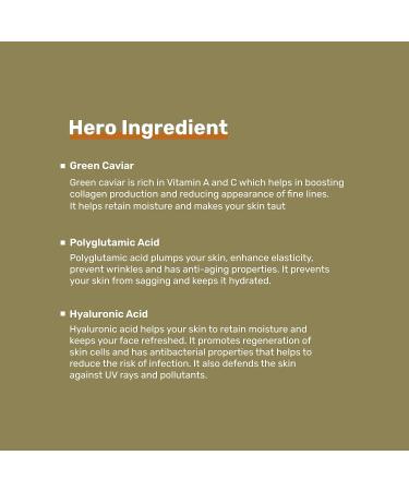 Skin Moisturizing Cleanser with Green Caviar & Polyglutamic Acid | Anti-Aging Formula for Glowing Tight Skin - 3.3 Fl Oz - Buy Online on GoSupps.com