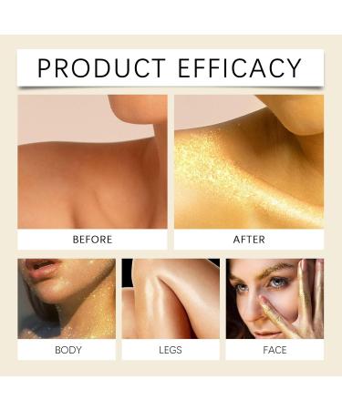  Utapossin Body Oil Liquid Lightening Makeup Shine Oil Shiny Glitter Moisturizing and Luminous Body Highlighter Makeup Light and Non-sticky (Gold) - Buy Online on GoSupps.com