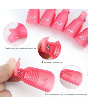 Willight 10-Piece Nail Polish Remover Clips - UV Manicure & Acrylic Nail Art Soaking Tools - Rose Red & Pink - Buy Online on GoSupps.com