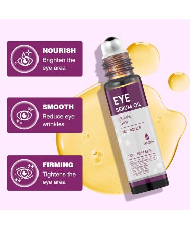 Retinol Eye Serum with Roller 2PCS Anti-Aging Eye Serum for Dark Circles & Puffiness Smooths Fine Lines & Deep Moisturize Skin for a Firm Smooth Youthful Look | 0.66 Fl.Oz - Buy Online on GoSupps.com