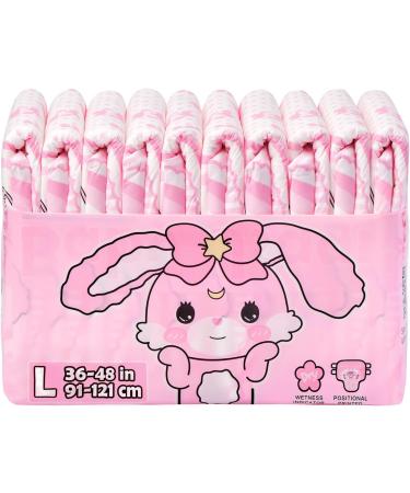LittleForBig Adult Printed Diaper 10 Pieces - Baby Usagi Pink L - Large 36-48 - Buy Online on GoSupps.com