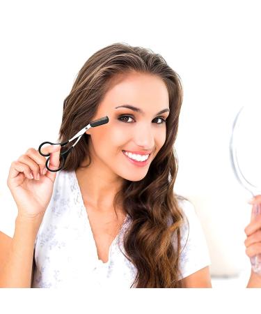 Professional Eyebrow Scissors for Precision Trimming and Shaping - Non-Slip Finger Grips - Hair Removal Beauty Tool for Men and Women | Black - Buy Online on GoSupps.com