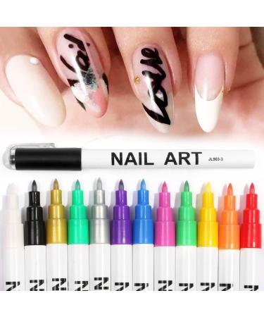 12 Pcs Nail Art Painting Pens Set for DIY Manicure - 3D Point, Graffiti, Dotting, Flower, and Hook Line Designs in 12 Colors - Buy Online on GoSupps.com
