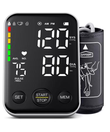 Blood Pressure Monitor Automatic Digital Upper Arm Bp Cuff Machine with Led Backlit Display 2 Users 240 Memory BP Machine Storage Bag, Black Black.