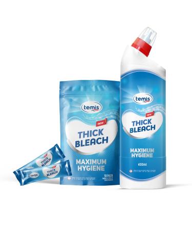 Temis Thick Bleach Liquid - 135 fl oz total (10x13.5 fl oz) Toilet Bowl Cleaner Liquid Bleach Cleaner for Bathroom and Kitchen