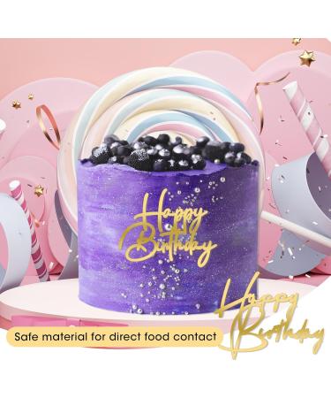 Happy Birthday Cake Topper 2Pcs Gold Cake Decoration Glitter Gold Acrylic Cake Topper Happy Birthday Cupcake Toppers Supplies for Birthday Cake for Man Boys Women Girls Theme Birthday Party Decor - Buy Online on GoSupps.com