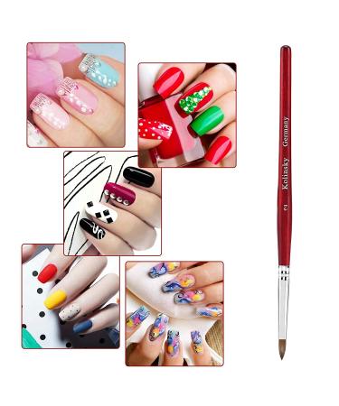 Accmor Size 2 Kolinsky Acrylic Nail Brush - Professional 3D Nail Art Brush for Acrylic Powder - Salon Quality - Red - Buy Online on GoSupps.com