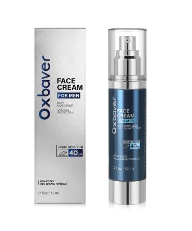 6-in-1 Face Cream Sunscreen for Men : Invisible Sunscreen Mens Face Moisturizer with SPF 40 for Sun Protection Non-Greasy & Lightweight Formula for Sensitive Skin 1.7 Fl Oz (Pack of 1)