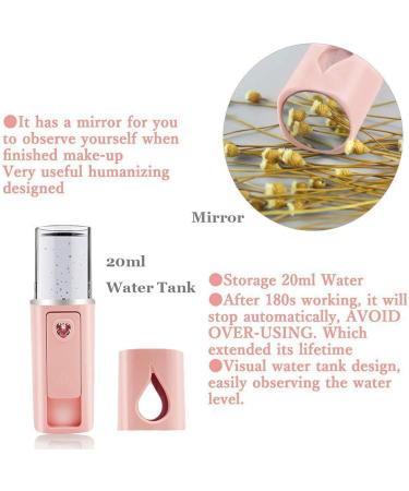 BTuregsau 6X Portable Nano Mister Mini Steamer Atomization Eyelash Extensions with Mirror Pink - Buy Online on GoSupps.com