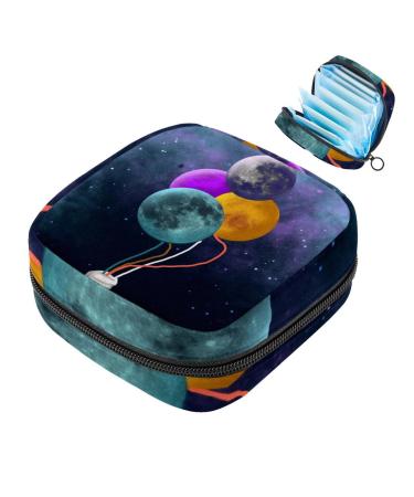 Cosmic starry sky Planet Ballon Sanitary Napkins Storage Pocket Menstruation Pad Bag Portable menstrual cup pocket with zip for teenagers women women color 1