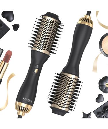 Hot Hair Blow Dryer Brush: Plus 2.0 One-Step Hair Dryer and Volumizer - Hot Air Brush with Adjustable Temperature - Heated Air Styler for Drying Straightening Volumizing Hair - Lightweight Hairdryer Gold Brush