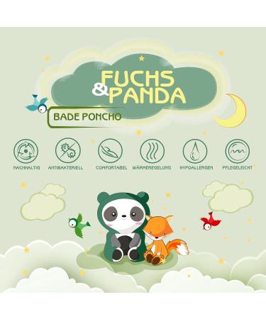 Fuchs Panda Children's Bathing Poncho - Extra Warm & Soft 100% Bamboo Towel Poncho | Perfect Gift in Copper-Green - Buy Online on GoSupps.com