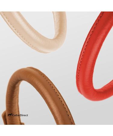 Collardirect Handmade Round Leather Dog Collar - Soft Padded Adjustable for Small & Big Dogs - Available in Black Pink Red Purple Blue (48-53 cm) - Buy Online on GoSupps.com