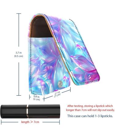 Stylish Leather Lipstick Case with Mirror | Mini Lip Gloss Organizer Bag - Colorful Floral Design - Buy Online on GoSupps.com