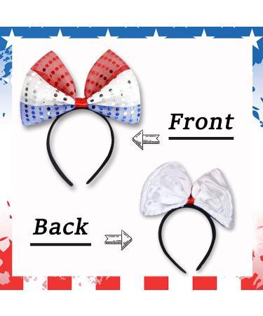 4th of July Sequin Headband Bow - Patriotic Hair Hoop for Independence Day Parade Party - Red White Blue Hair Accessory - Buy Online on GoSupps.com