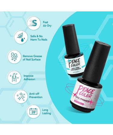 PEACECOLOR 7ML Base and Top Coat Matte Top Coat 8ML Nail Prep Dehydrator and Primer Kit Shine Glossy Finish Long Lasting for DIY Nail Art Design at Home Beauty Gifts color 201 - Buy Online on GoSupps.com