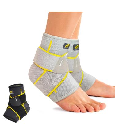 BRACOO Ankle Airy Sleeve Adjustable Compression Ankle Support Men & Women Ankle Brace for Sprain Pain Relief Injury Recovery FS60 1 Pair (Gray S/M) S/M Gray
