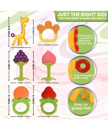 6-Pack Baby Teething Toys | Freezer Safe Silicone Teethers for Newborns and Toddlers | Soothes Gums | Perfect Baby Gift - Buy Online on GoSupps.com