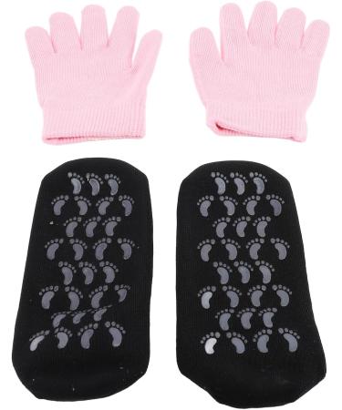 Moisturizing Gel Spa Socks Gloves Set Soft Elastic Dry Cracked Hands Feet Skin Care Essential Oil Gel Socks Gloves Set Pink Gloves Black Socks - Buy Online on GoSupps.com